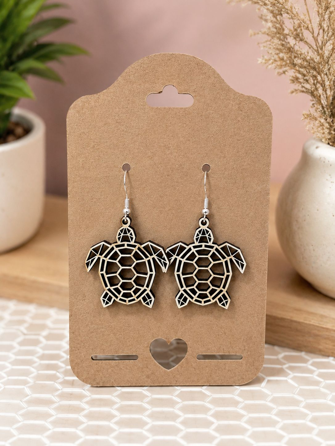 Boucles d’oreilles en bois – Tortues 🐢