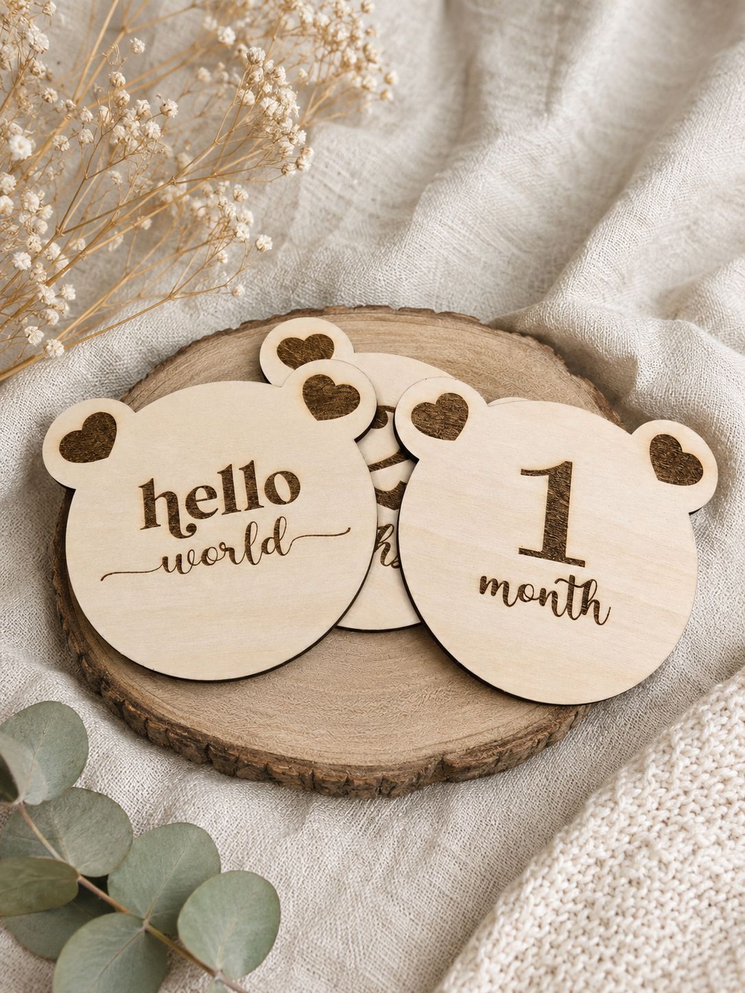 ​Cartes étapes bébé en bois 🐻 Collection Petit Ourson