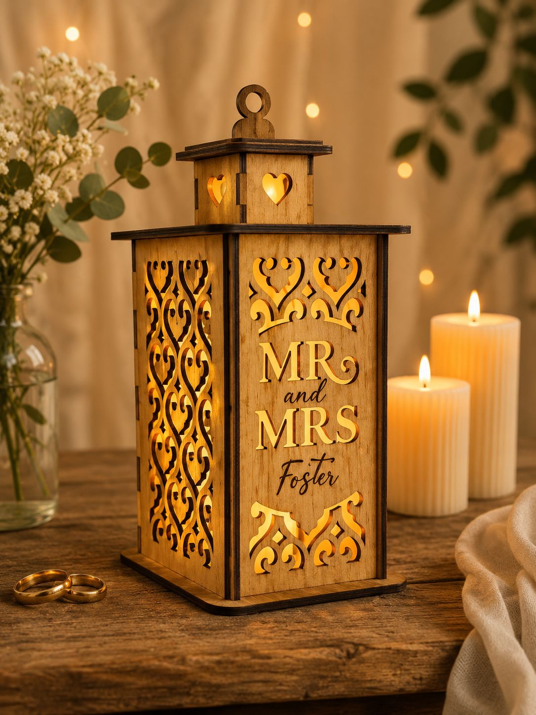 Lueur d’Amour – Lanterne de mariage personnalisée
