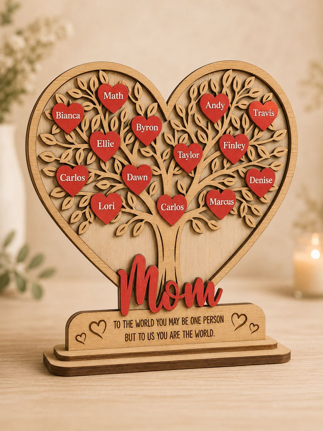 Les Cœurs de ma Famille – Arbre personnalisé en bois