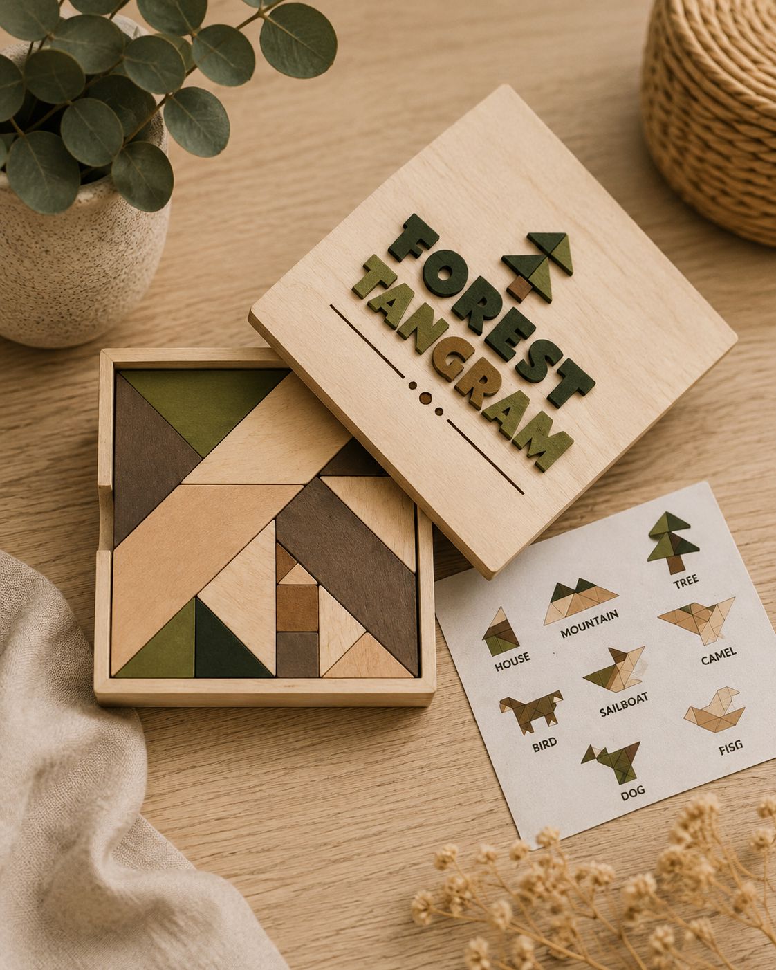 Tangram Forêt – Puzzle créatif en bois