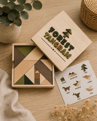 Tangram Forêt – Puzzle créatif en bois