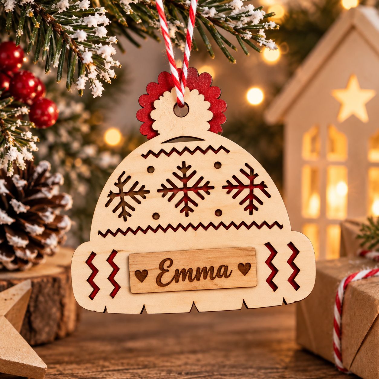 Boule de Noël personnalisée – Bonnet d’hiver