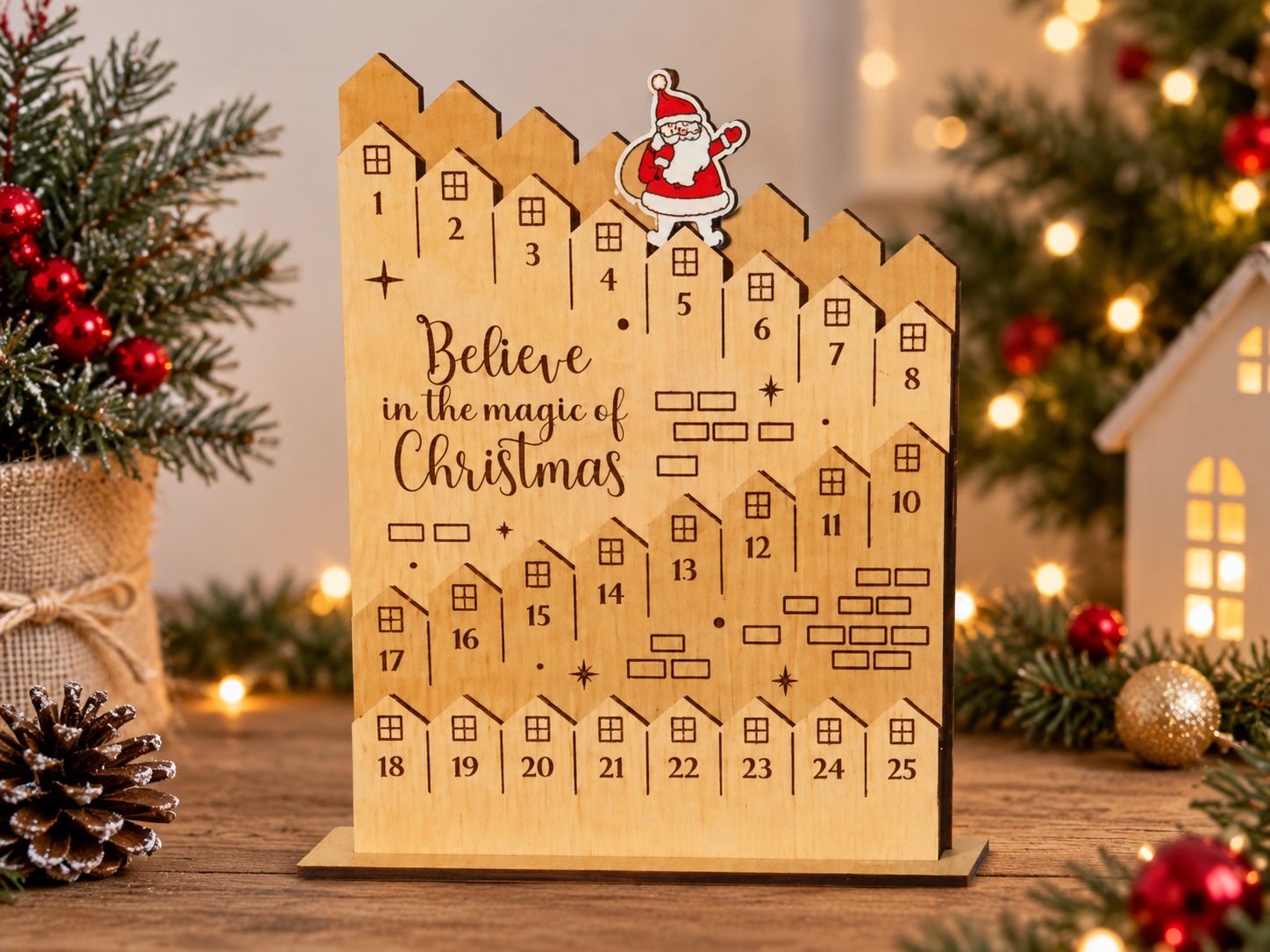 Calendrier de l’Avent en bois – Le chemin du Père Noël