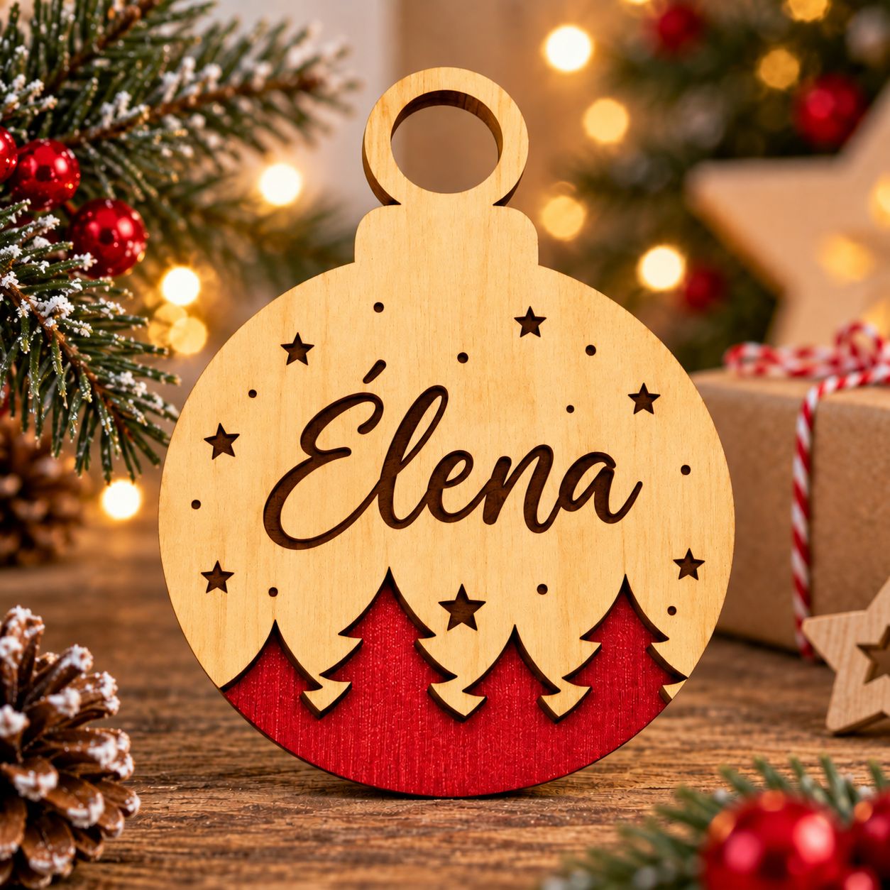 Boule de Noël personnalisée – Forêt enchantée