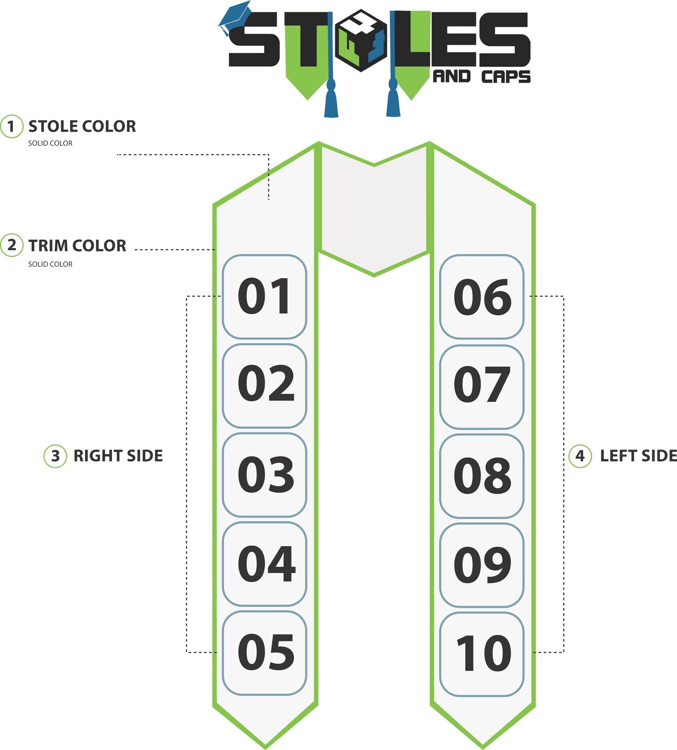 Custom Non-Glitter Satin Trim Stole