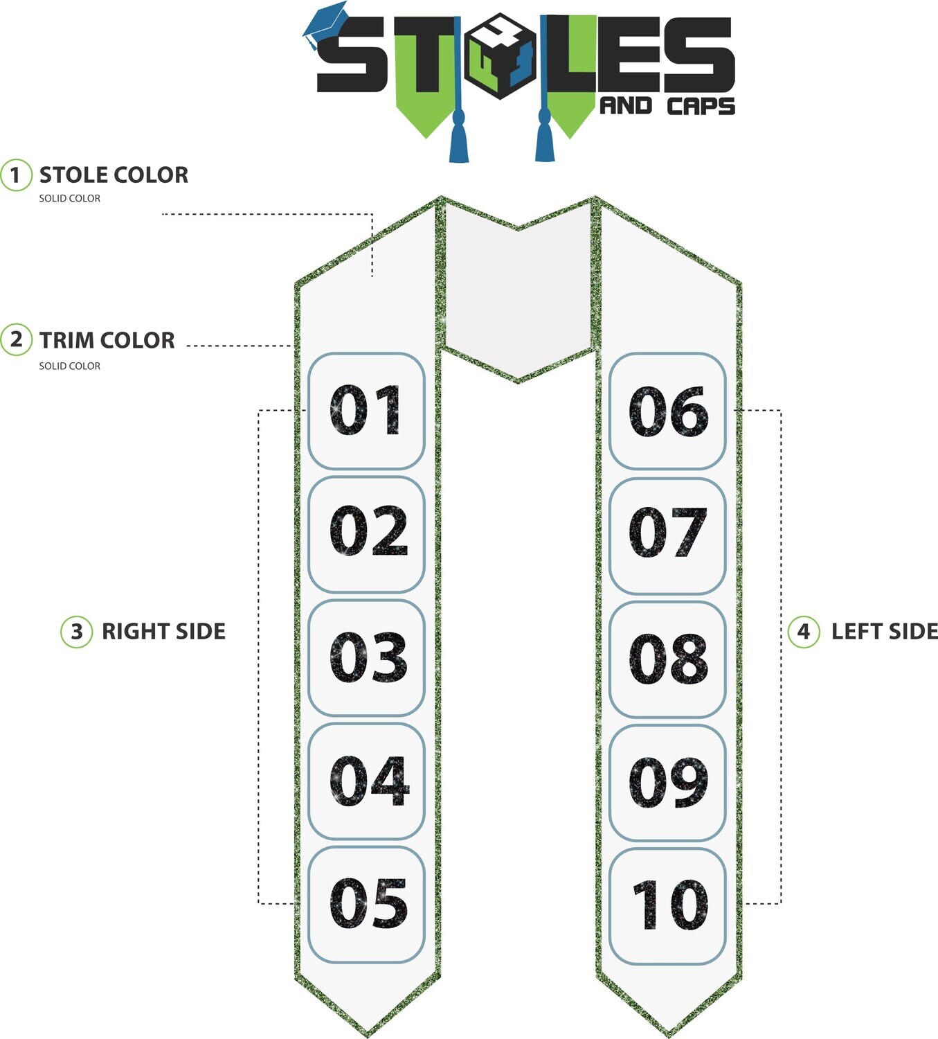 Full Custom Glitter Trim Stole