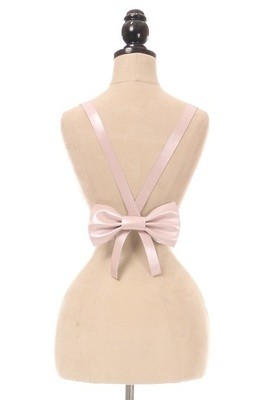 Lt Pink Metallic Vegan Leather Body Harness w/Bow