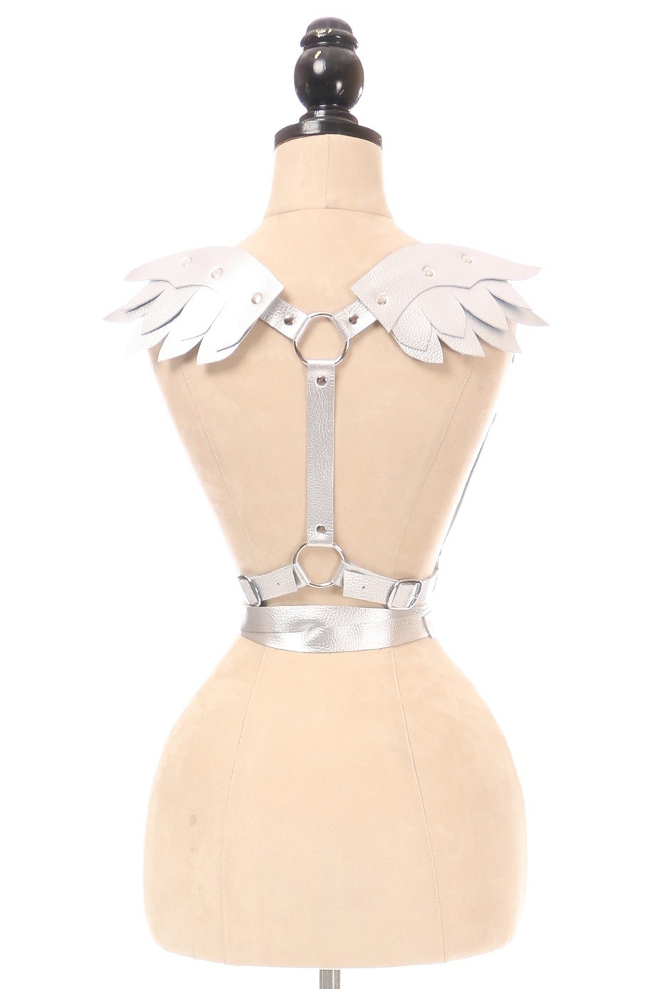 Silver Vegan Leather Body Harness w/Wings
