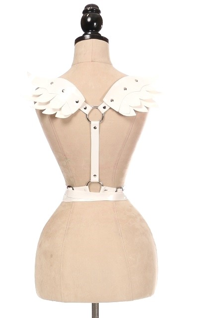 White Patent PVC Body Harness w/Wings