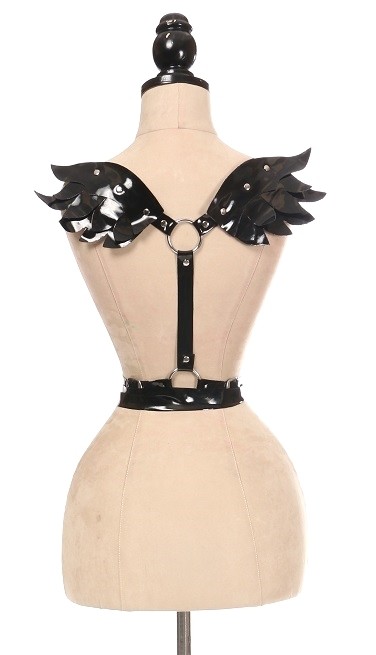 Black Patent PVC Body Harness w/Wings