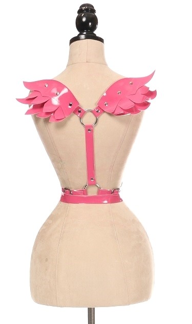 Pink Patent PVC Body Harness w/Wings
