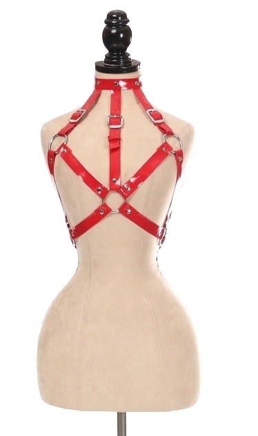 Red Patent PVC Body Harness
