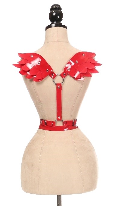 Red Patent PVC Body Harness w/Wings