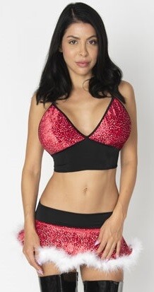 Sparkle red Velvet  Santa's Helper costume w Marabou trim