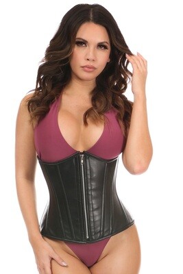 Black Faux Leather Waist Cincher w Zipper