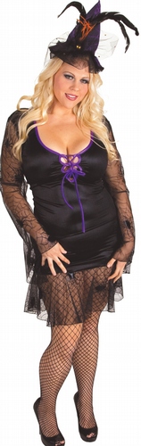 Delicate Illusions Plus size Flirty Vamp Costume with purple trim