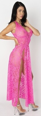 Pink Cyclone Lace High slit racer back Nightgown