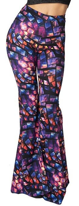 Mosaic High waist Print Lycra Bell Bottom Pant