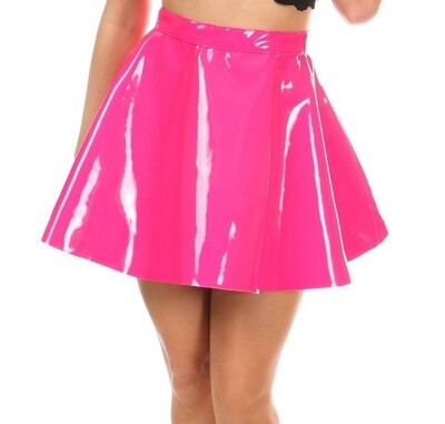 Hot Pink Patent Leather flair mini skirt