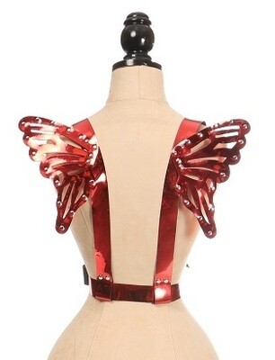 Red Metallic Body Harness with small wings