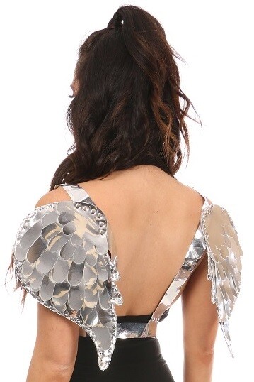 Silver metallic Body Harness with Angel Wings
