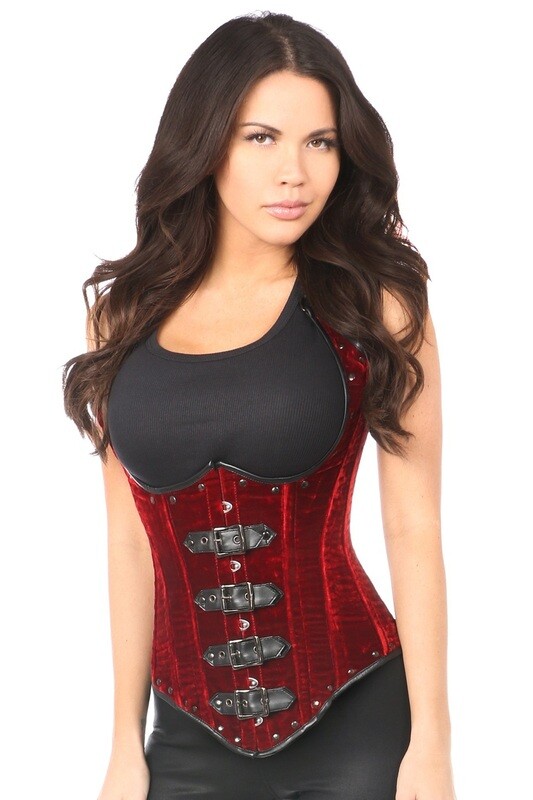 Red Velvet waist corset with buckling