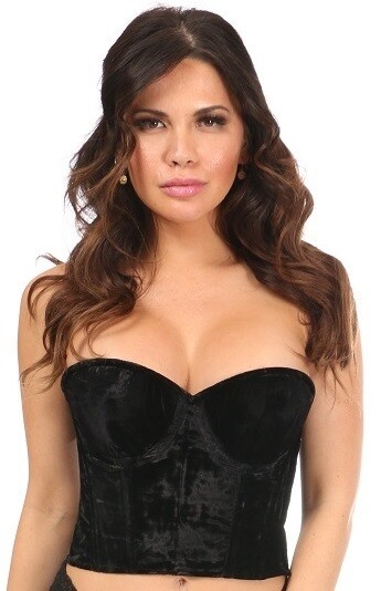 Underwire Bustier Black Crushed Velvet Corset