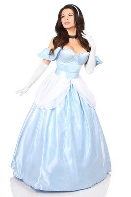 Adult Cinderella Fairy Tale Princess Satin Corset Long Dress Costume