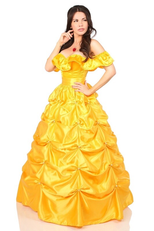 Adult Beauty & The Beast Princess Satin Corset Long Dress Costume