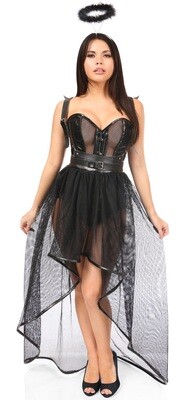 Gothic Black Fishnet Corset Angel Costume