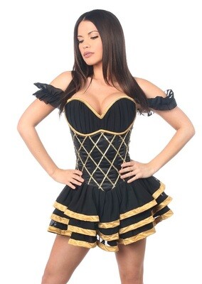 Black with gold Greek Goddess Corset Costume
