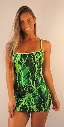 Open Cup Reversible Micro Mini dress Lime Lightning