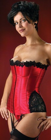 Empire Intimates 6688 Red Black Edwardian satin corset