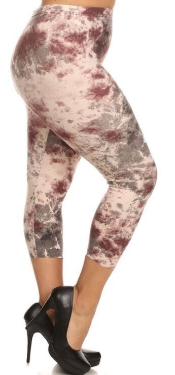 One Size Plus Tye Dye Leggings Beige, Red