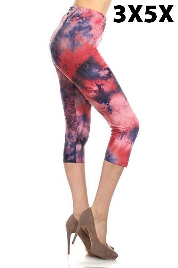3x-5x Plus Size Tye Dye Pink Purple Leggings