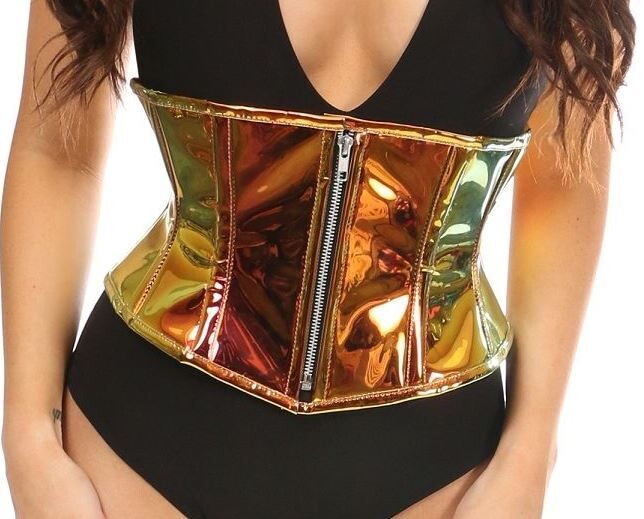 Short Sunset Holographic Waist Cincher w Zipper