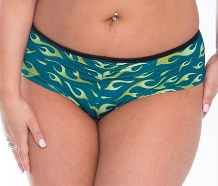 Plus size booty short w Scrunch Olive Flame
