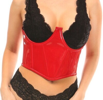 Underwire topless Bustier Corset PVC Red Patent leather