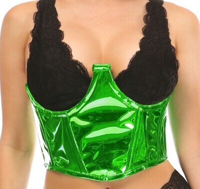 Underwire topless Bustier Corset Green Holograph