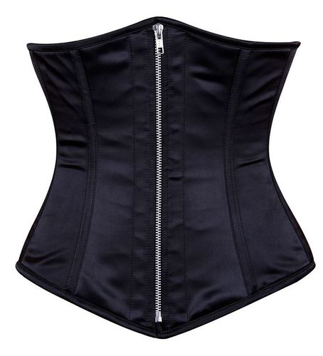 Black Satin Underbust Corset w Steel Bones