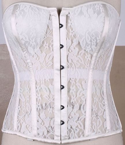 Plus size Ivory Lace Strapless Corset with Molded Cups