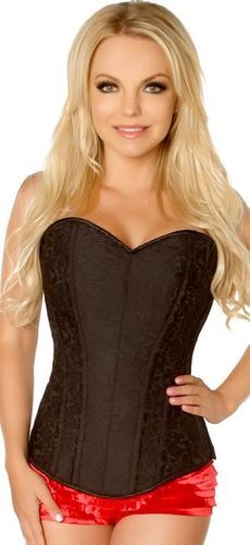 Black Brocade Side Zipper Corset