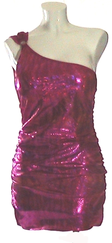 One shoulder asymmetrical Metallic Club wear Short Dress