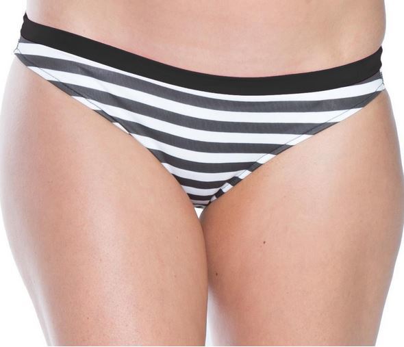 American Cut Bikini Bottom w Contrast trim Black White Stripe