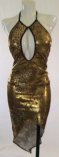 Metallic Gold Cheetah Print Keyhole clubwear dress