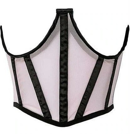 Pink Mesh with Black Trim Open Cup Waist Cincher Corset