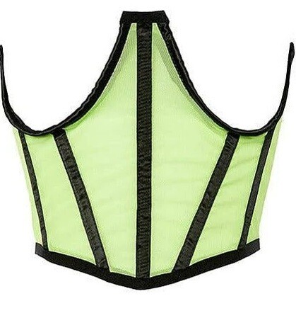 Lime Mesh with Black Trim Open Cup Waist Cincher Corset