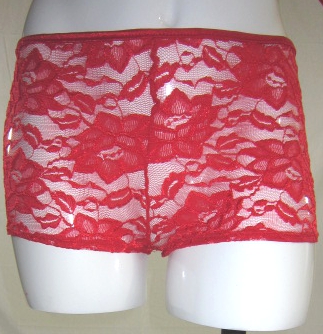 Lace Low rise Hipster Boy Short Panty 10X red on Clearance
