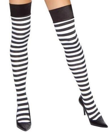 Black and white striped witch stockings One size